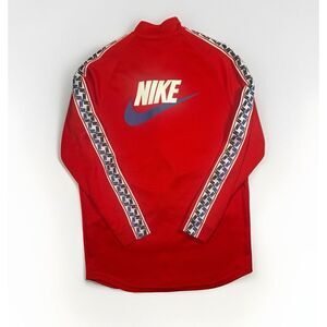 Nike Jacket Mens Size Medium Red White Extra Long Full Zip Track Pockets‎ Active
